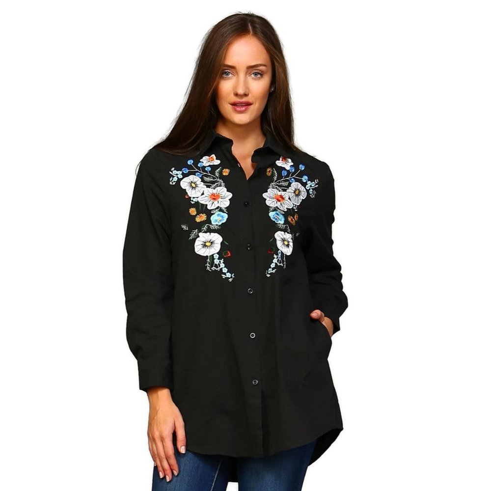 Velzera Floral Embroidered Shirt